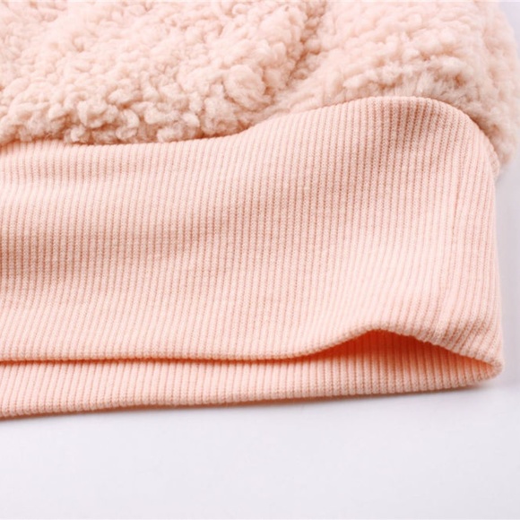 Lapel Sherpa Pullover Sweater in Pink - Picture 4 of 7